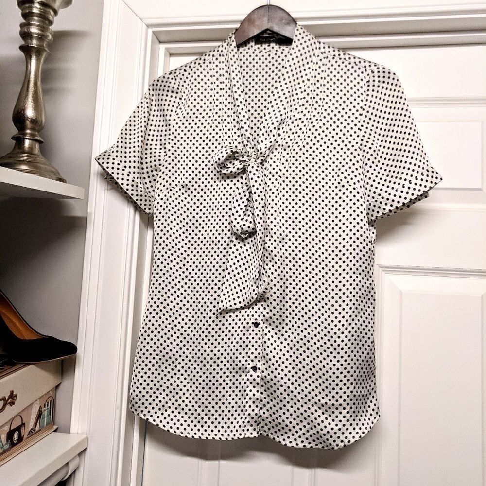 The Limited Silky Polka Dot Blouse Short Sleeve